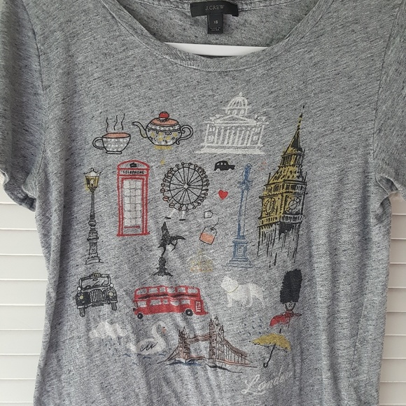 *3/20 J.CREW Gray London City Crewneck Graphic Tee - Picture 4 of 7